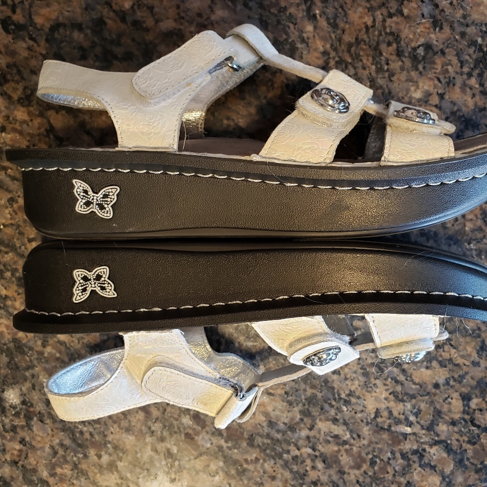 Alegria White 3 Strap, Sling Back Sandals - Picture 2 of 4